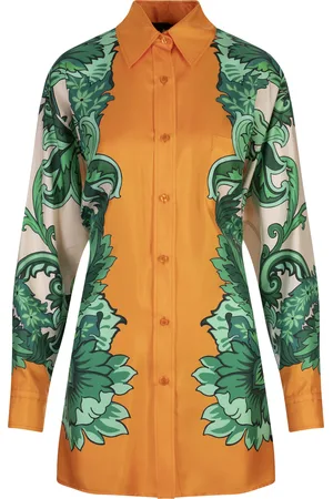 Etro Camicia Arancione Con Stampa Foulard e Nodo Sul R