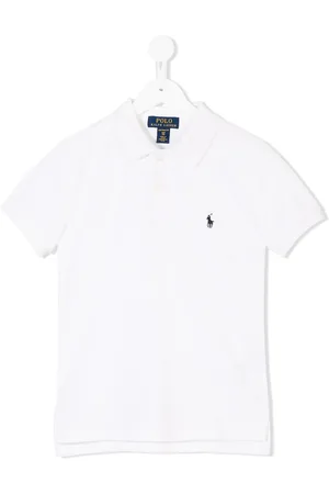 Ralph Lauren Polo In Piquet Bianca Con Pony Blu Navy