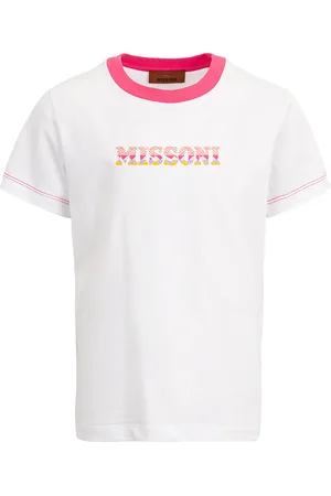 Missoni T-Shirt Bianca e Fucsia Con Logo Chevron