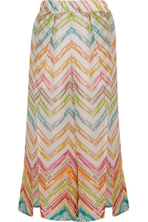 Missoni Pantaloni In Misto Seta Con Motivo Zig-Zag Multicolore