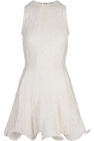 Msgm Abito Smanicato Corto Stropicciato Bianco