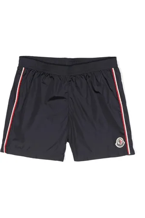 Moncler Costume Da Bagno Blu Con Fascia Bicolore