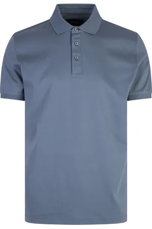HUGO BOSS Polo Blu Avio In Cotone Italiano Mercerizzato