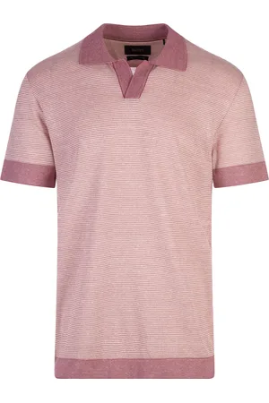 HUGO BOSS Polo Rosa In Cotone, Lino e Seta Con Colletto Johnny