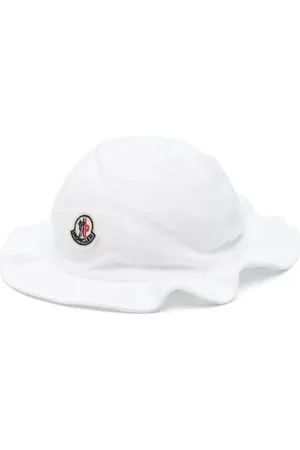 Moncler Cappello Bucket Bianco Con Logo