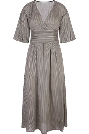 Fabiana Filippi Abito Midi In Viscosa Riga Armatura