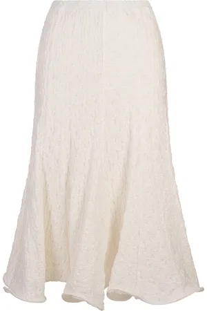 Msgm Gonna Midi In Tessuto Stropicciato Bianco