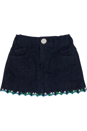 Emilio Pucci Minigonna In Denim Blu Con Ricamo