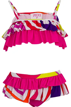 Emilio Pucci Bikini Con Volant e Stampa Marmo