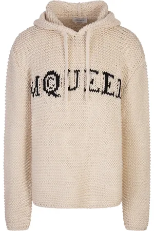 Alexander McQueen Felpa Cropped Con Cappuccio E Logo McQueen in Avorio