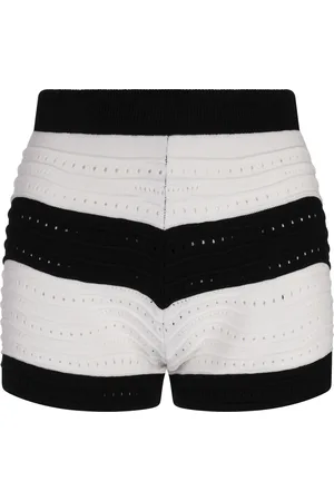 Msgm Shorts In Maglia a Righe Nere e Bianche