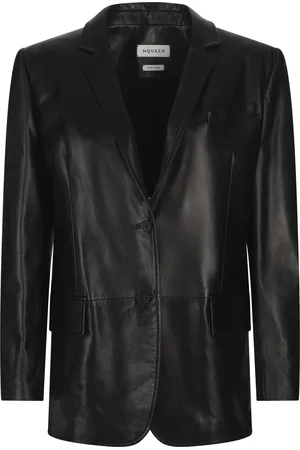 Alexander McQueen Giacca Monopetto In Pelle Nera