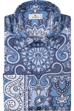 Etro Camicia Con Stampa Piazzata Blu