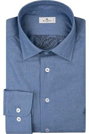 Etro Camicia In Cotone Azzurro Con Pegaso