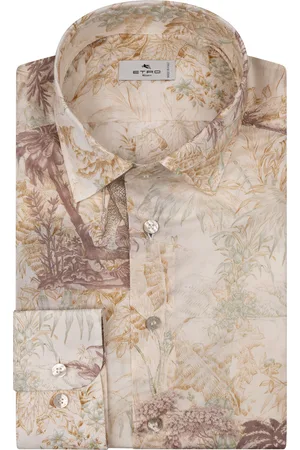 Etro Camicia Beige Con Stampa Safari