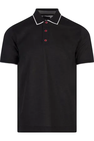 Kiton Polo Nera Con Dettagli a Contrasto