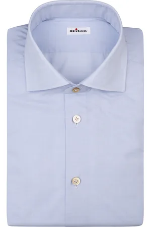 Kiton Camicia Azzurra In Fibra Naturale Di Cotone
