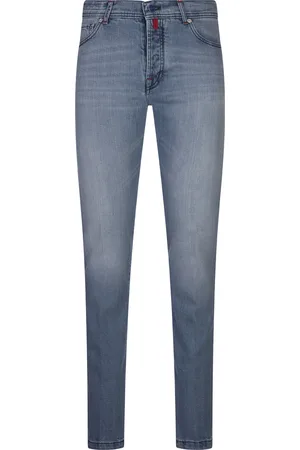 Kiton Jeans Slim Fit In Denim Blu Chiaro