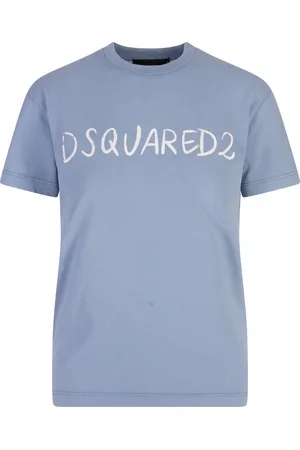 Dsquared2 White Fade Just Right Fit Handwritten Logo T-Shirt In Dusty Baby Blue