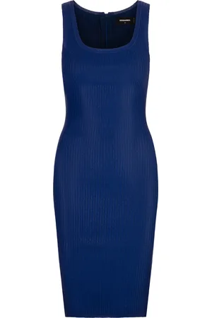 Dsquared2 Shimmer Knit Midi Dress in Blu