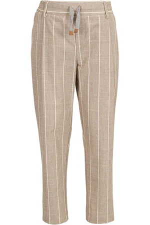 ELEVENTY Pantaloni Beige Gessati Con Coulisse