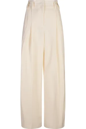 Jil Sander Pantaloni a Gamba Larga In Misto Seta Beige