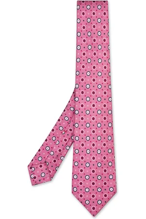 Kiton Cravatta In Seta Rosa Con Micro Fantasia Floreale