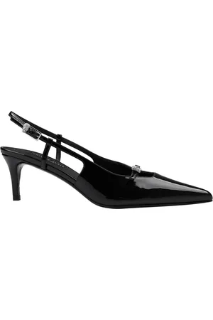 Philipp Plein Slingbacks Verniciate Nere Con Teschio Di Cristalli