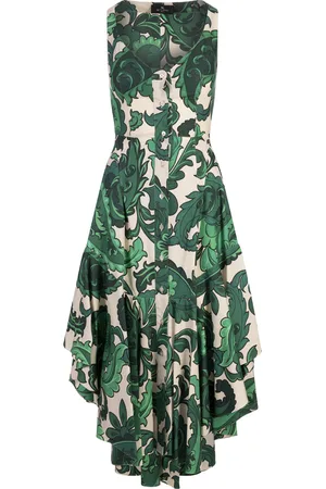 Etro Abito Midi Con Stampa Paisley Verde
