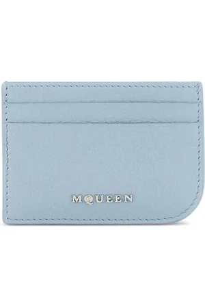 Alexander McQueen Portacarte In Pelle Azzurra Con Logo Argentato