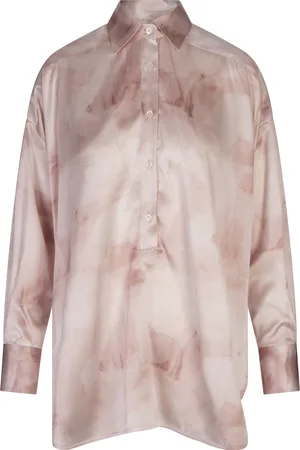 Kiton Camicia In Seta Rosa Stampata