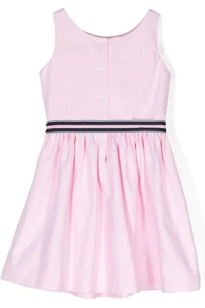 Ralph Lauren Abito Smanicato Rosa Con Cintura a Contrasto