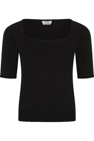 Alexander McQueen Top Nero Con Maniche Corte