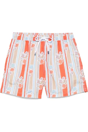 FEDELI Costume Da Bagno Arancione a Righe e Fiori