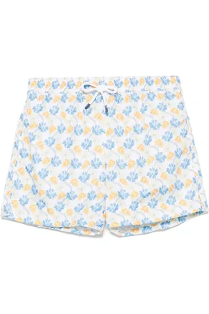 FEDELI Costume Da Bagno Bianco a Fiori Gialli e Blu