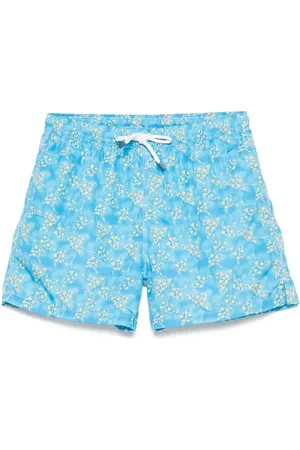 FEDELI Costume Da Bagno Celeste Con Razze Floreali