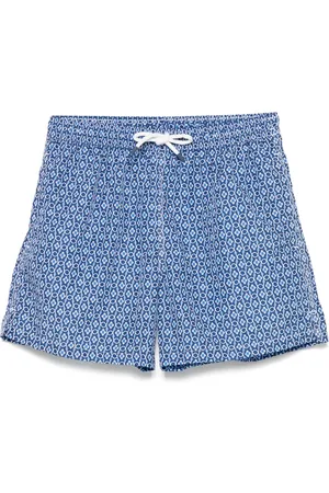 FEDELI Costume Da Bagno Blu Con Pattern a Contrasto