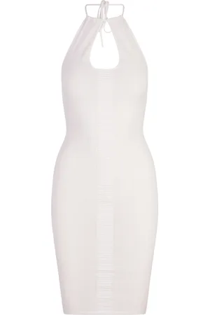 Dsquared2 Abito Midi Bianco Con Scollo Americano