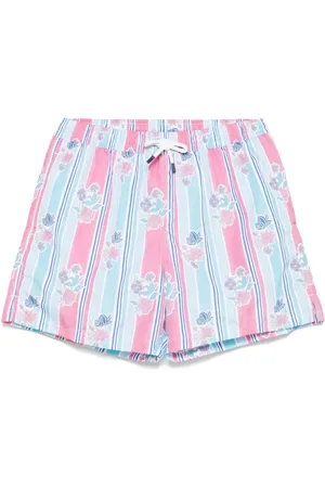 FEDELI Costume Da Bagno Rosa a Righe e Fiori