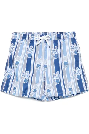 FEDELI Costume Da Bagno Blu a Righe e Fiori