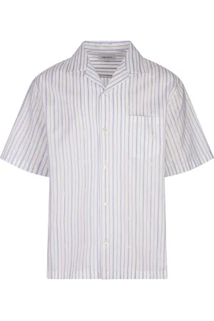 Alexander McQueen Camicia Bowling Bianca a Righe Con Motivo Skull