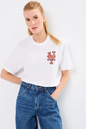 47 Brand 47 TEE MLB NEW YORK METS BACKER ECHO WHITE WASH -Unisexe W - Abbigliamento - Taglia XS