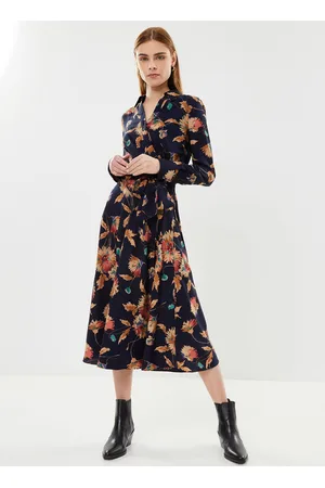 Ralph Lauren Robe mi-longue col en V croisé en crêpe - Abbigliamento - Taglia 38
