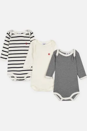 Petit Bateau Lot de 3 bodies Manches Longues Marinière - Abbigliamento - Taglia 3M