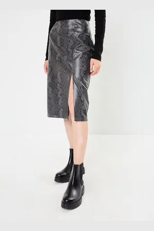 Noisy May NMMIA CLARA PU HW SLIT MIDI SKIRT WVN - Abbigliamento - Taglia L