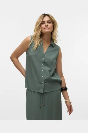 VERO MODA VMMYMILO SL V-NECK SHIRT WVN GA - Abbigliamento - Taglia L