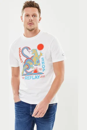 Replay T-shirt col rond blanc "tigre/serpant" - Abbigliamento - Taglia S