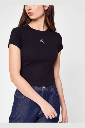 Calvin Klein Ck Rib Cropped Slim Tee - Abbigliamento - Taglia XS