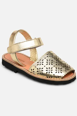 MINORQUINES Avarca Velcro Cuir Perforé Fleur Oro - Sandali e scarpe aperte - Taglia 25