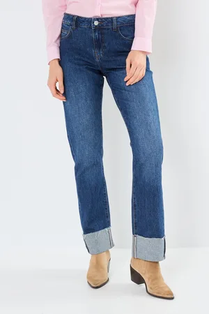 Noisy May NMSANJA NW STRAIGHT FOLD UP JEAN AZ382DB - Abbigliamento - Taglia 25 X 30